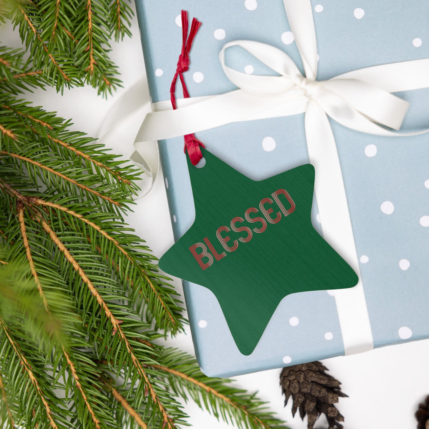 "Blessed" Wooden Ornaments (Green)